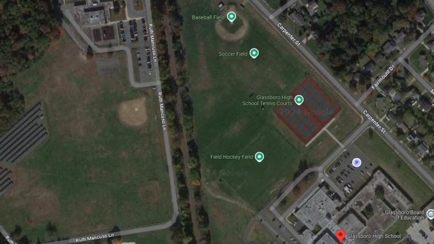 Map shows schools and fields in Glassboro, New Jersey