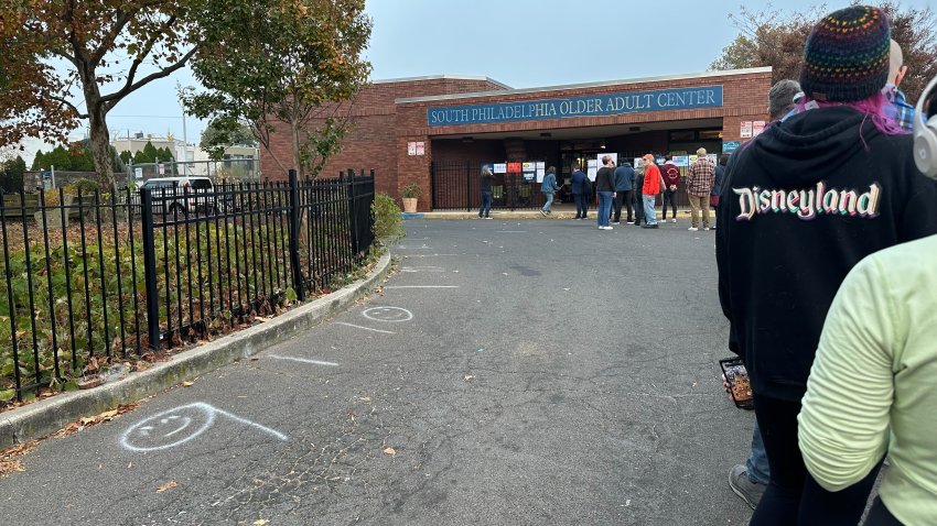 Voters lined up on Nov. 5, 2024, outside a South Philadelphia senior center.