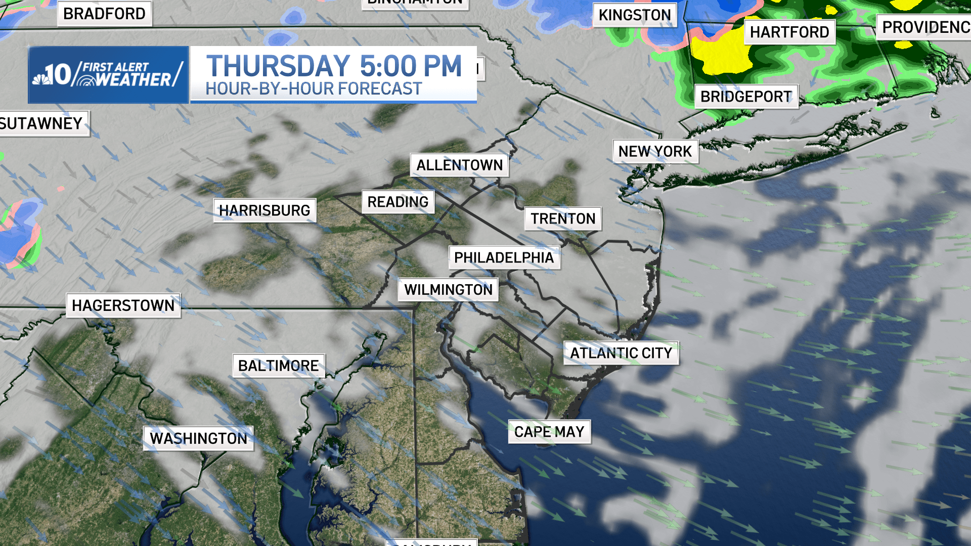 Weather map of Delaware Valley.