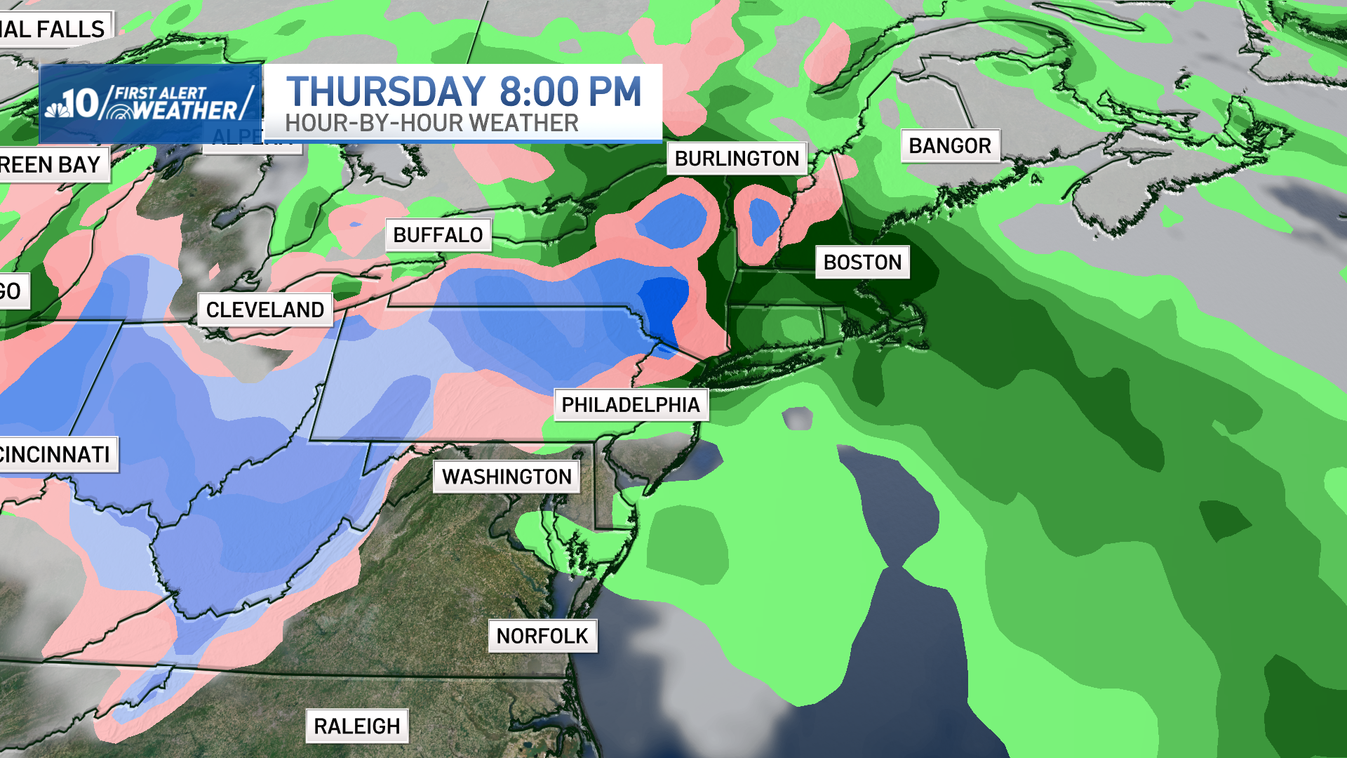 Snow could be falling in colder neighborhoods north and west of Philadelphia Thursday night.