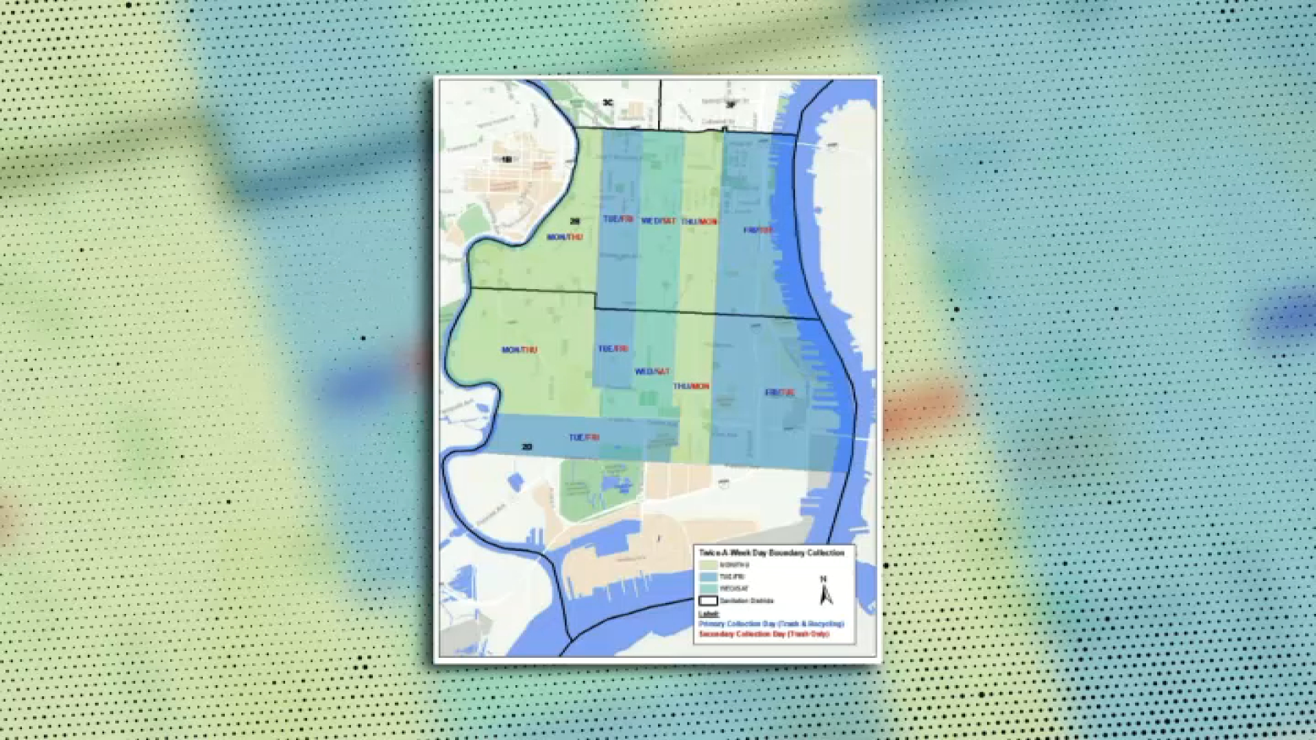 Map shows the boundaries of the twice-a-week trash pickup in Philadelphia.