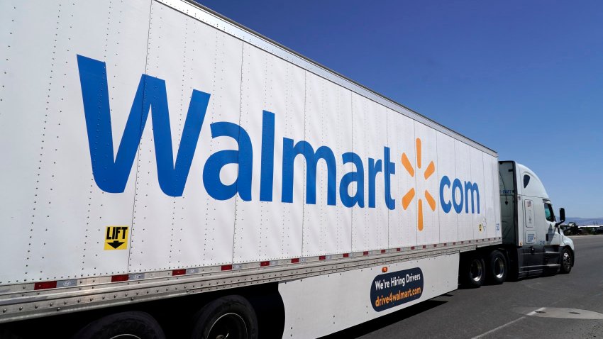 A Walmart truck pulls out of a Walmart Distribution Center in Hurricane, Utah, on May 30, 2024.