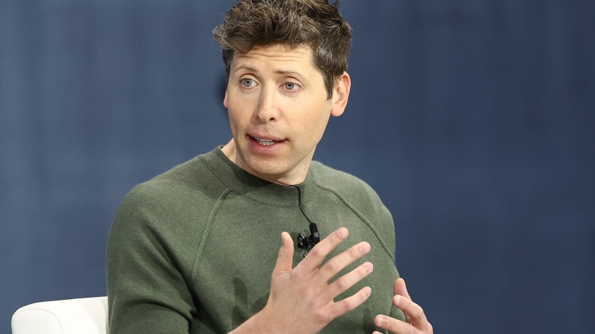 Sam Altman, co-founder and C.E.O. of OpenAI, speaks during the New York Times annual DealBook summit at Jazz at Lincoln Center on December 04, 2024 in New York City. 