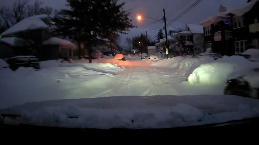 Streets or Eerie blanketed in snow