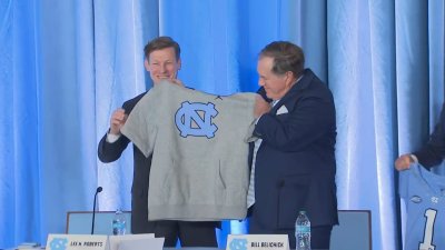 Bill Belichick introduced as UNC head coach, gets gifted sleeveless sweatshirt