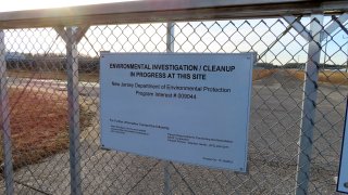 A gate blocks entrance to the former Ciba-Geigy chemical plant Dec. 17, 2024, in Toms River, N.J., one of America's worst toxic waste sites.