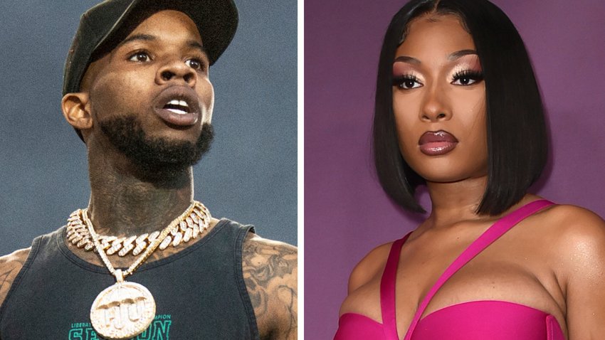 FILE – This combo image shows Tory Lanez performing at the Festival d’ete de Quebec, July 11, 2018, in Quebec City, Canada, left, and Megan Thee Stallion at the premiere of “P-Valley,” June 2, 2022, in Los Angeles.