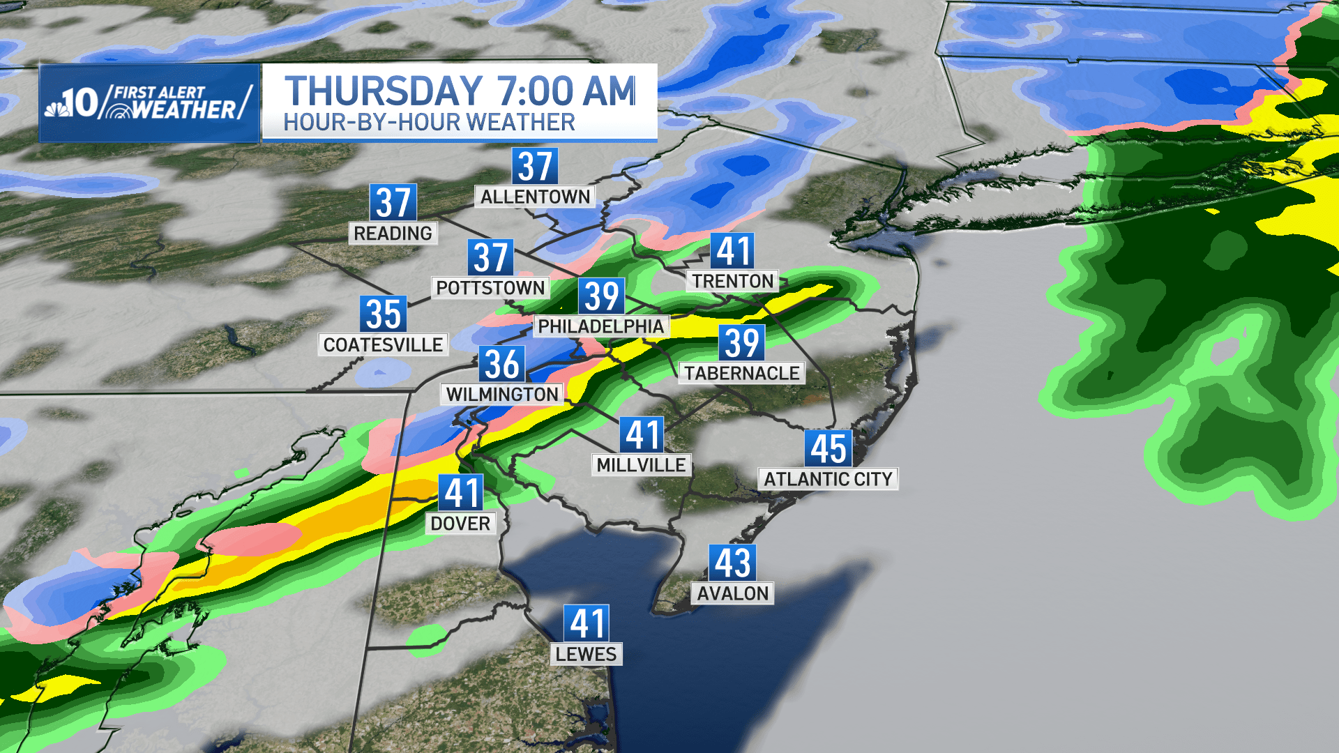 Map shows estimated precipitation over Philly on Dec. 5, 2024.