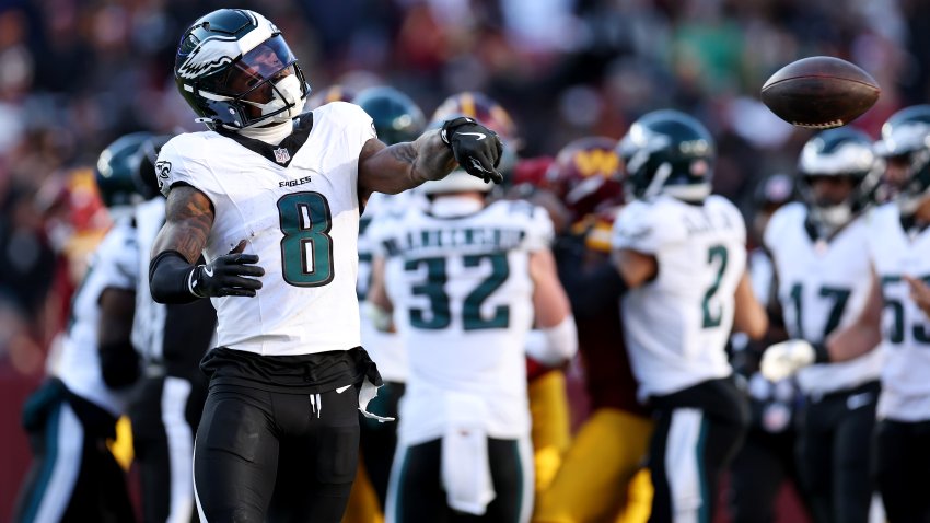 LANDOVER, MARYLAND – DECEMBER 22:  C.J. Gardner-Johnson #8 of the Philadelphia Eagles reacts during the second quarter against the Washington Commanders at Northwest Stadium on December 22, 2024 in Landover, Maryland. (Photo by Scott Taetsch/Getty Images)