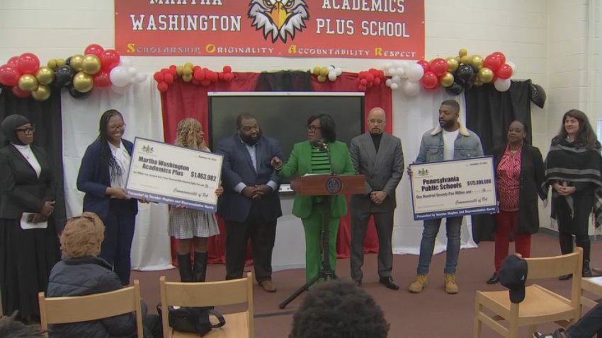 Philadelphia Mayor Cherelle Parker joined officials from the city and state on Tuesday, Dec. 10, 2024, to celebrate a new multimillion dollar investment into school improvement projects in the city.