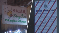 Closure notice on front of Sang Kee Peking Duck House in Philadelphia