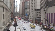 Snow on Broad Street on Dec. 24, 2024