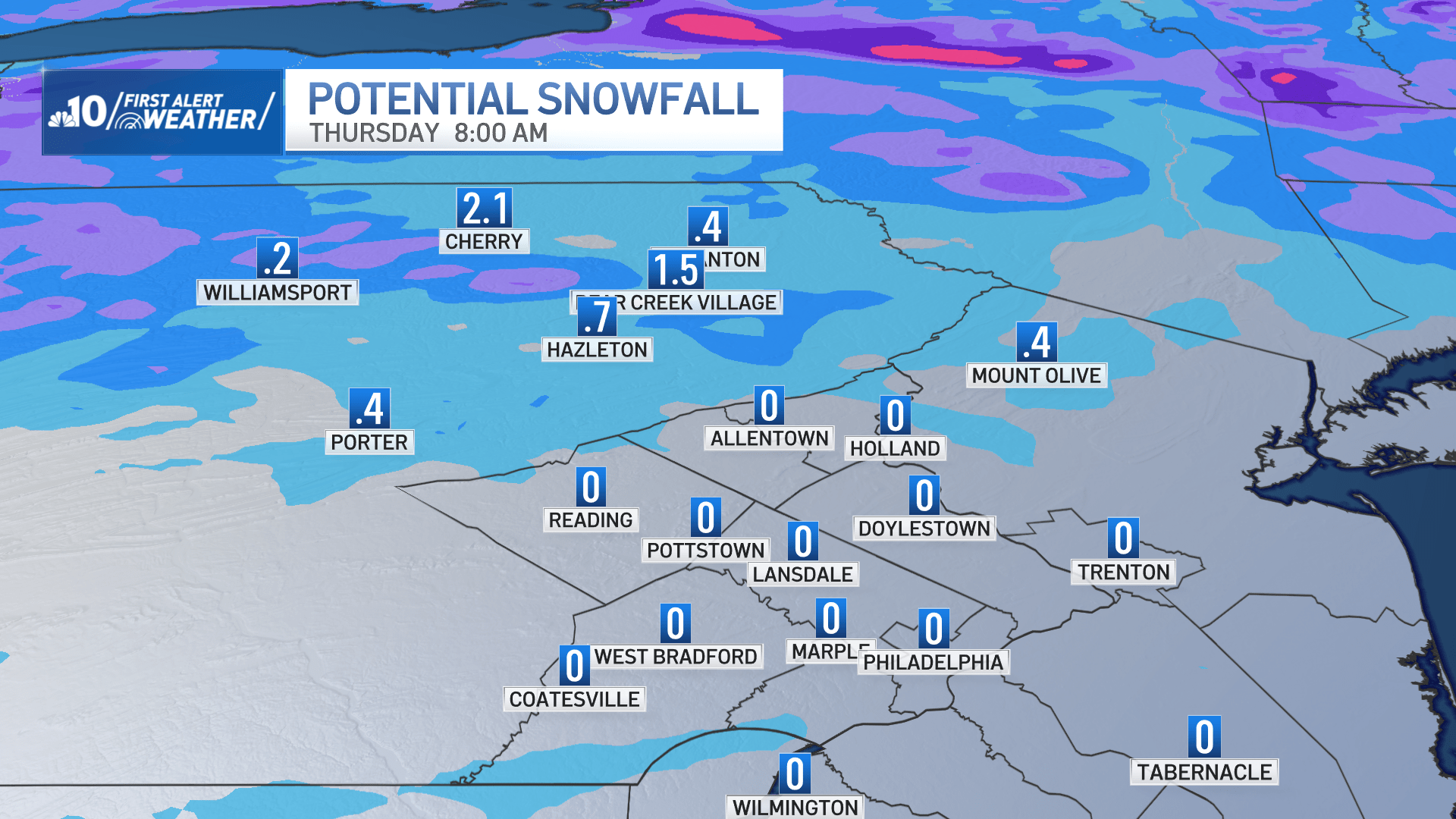 Map looks at possible snow totals in the Poconos