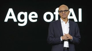 Satya Nadella, chief executive officer of Microsoft Corp., speaks during the company event on AI technologies in Jakarta, Indonesia, on Tuesday, April 30, 2024. 