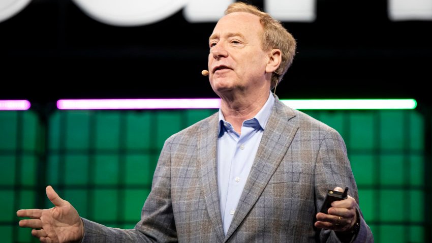 Vice Chair and President at Microsoft, Brad Smith, participates in the first day of Web Summit in Lisbon, Portugal, on November 12, 2024. The largest technology conference in the world this year has 71,528 attendees from 153 countries and 3,050 companies, with AI emerging as the most represented industry. (Photo by Rita Franca/NurPhoto via Getty Images)