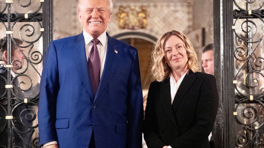 U.S. President-elect Donald Trump meets with Italian Prime Minister Giorgia Meloni at Mar-a-Lago in Palm Beach, Florida, U.S. January 4, 2025. 