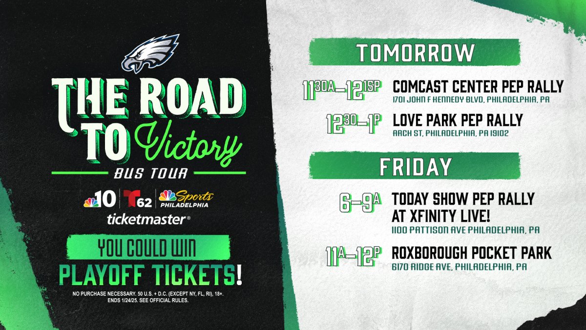 Celebrate the NFC Championship game with the Eagles Road to Victory bus tour, Today Show pep rally!