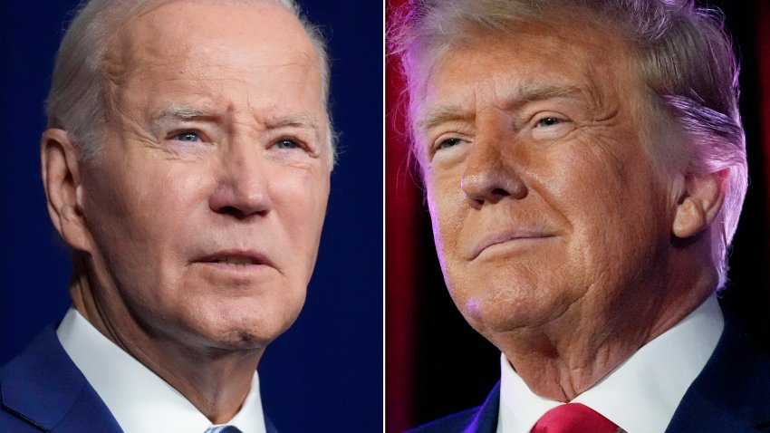 In this combination of photos, President Joe Biden speaks on Aug. 10, 2023, in Salt Lake City, left, and former President Donald Trump speaks on July 8, 2023, in Las Vegas. As the U.S. presidential campaign moves closer to a Donald Trump-Joe Biden rematch, China is watching uneasily.