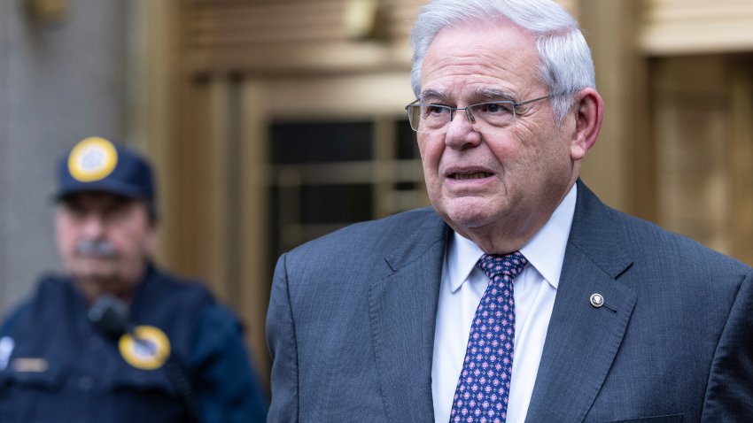 U.S. Sen. Bob Menendez, D-N.J., leaves Manhattan federal court, May, 14, 2024, in New York.