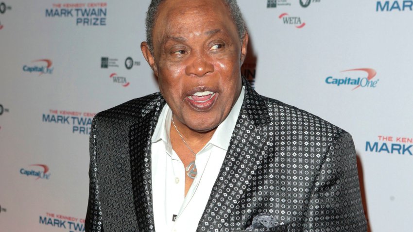 FILE – Sam Moore arrives at the Kennedy Center for the Performing Arts for the 18th annual Mark Twain Prize for American Humor in Washington, Oct. 18, 2015.