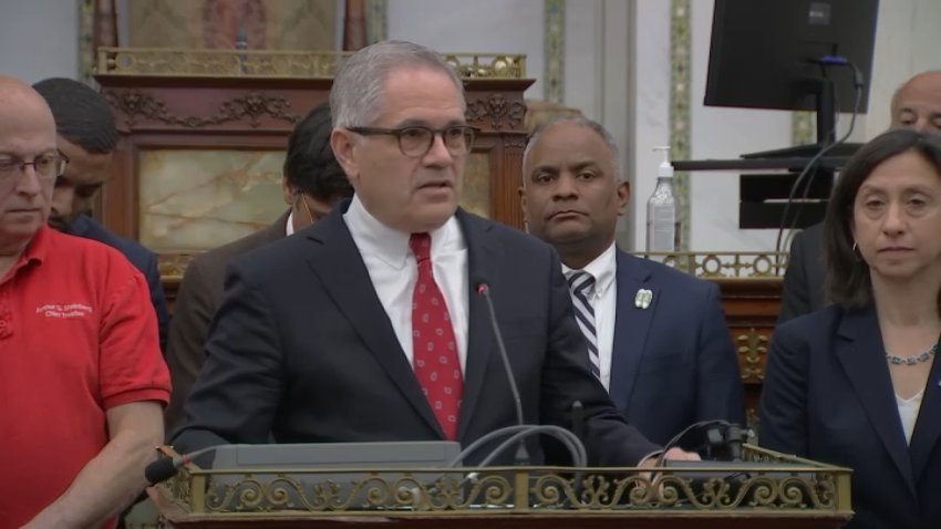 Larry Krasner at podium