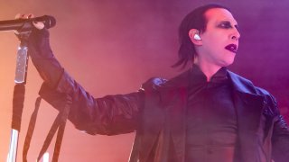 FILE - Marilyn Manson performs on Aug. 7, 2024, in Michigan.