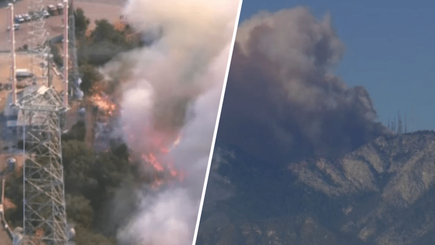 Flames from the Eaton Fire on Mount Wilson Thursday Jan. 9, 2025.