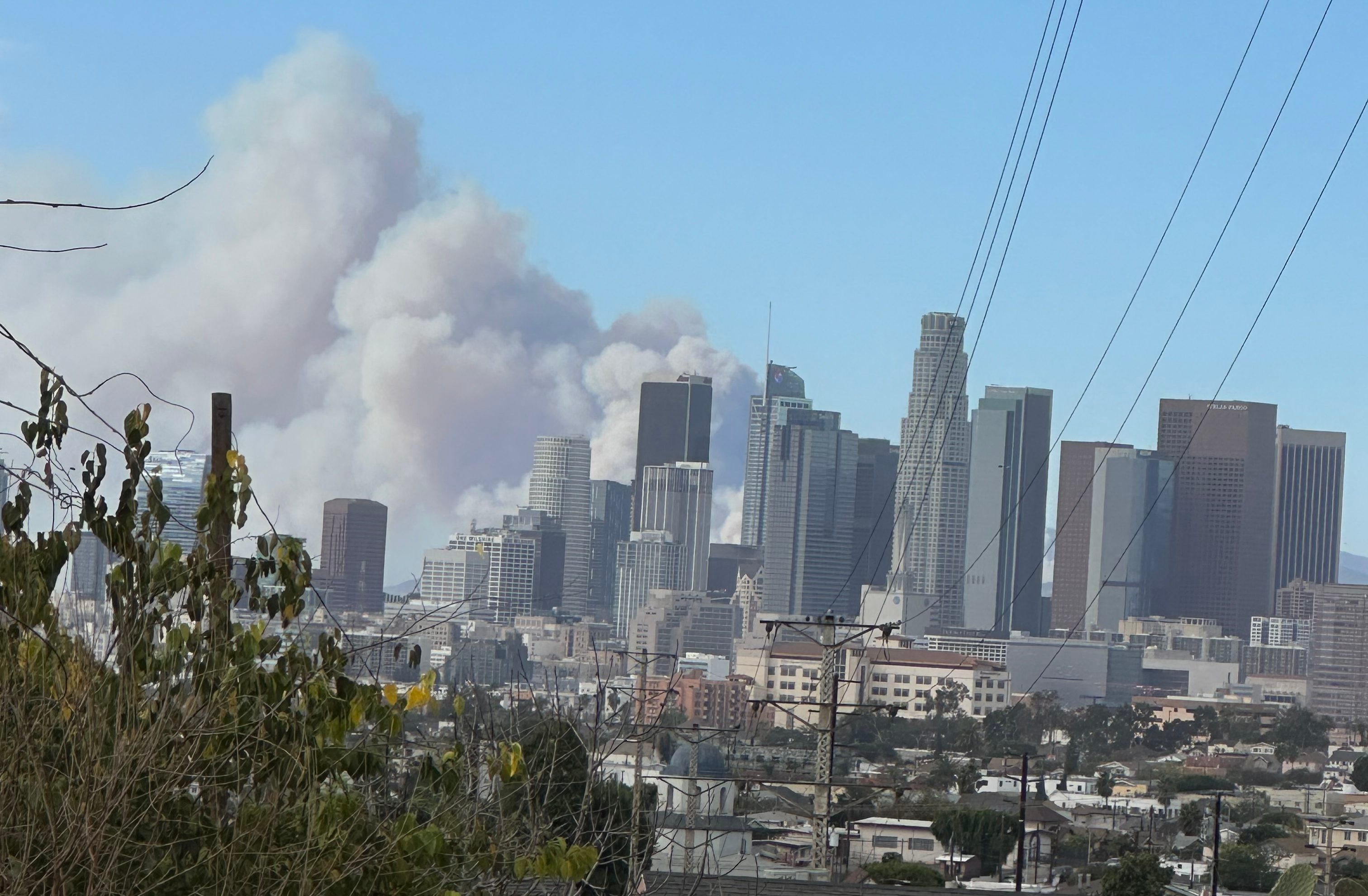 A view of the Palisades Fire from East Los Angeles Tuesday Jan. 7, 2025.