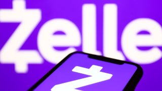 The Zelle icon is displayed on a phone screen.