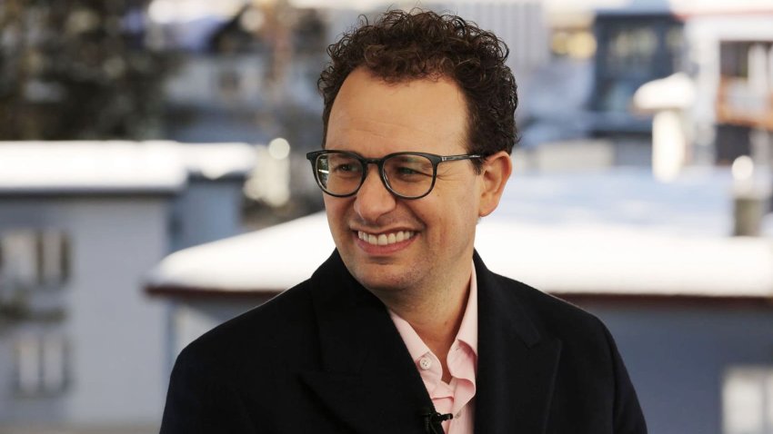 Dario Amodei, Anthropic’s CEO, speaking on CNBC’s “Squawk Box” outside the World Economic Forum in Davos, Switzerland, on Jan. 21, 2025.