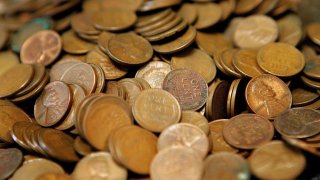 Pennies are displayed at Glenview Coin & Collectibles July 6, 2006 in Glenview, Illinois.
