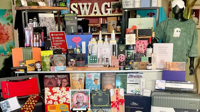 Wellness products organized on a table.