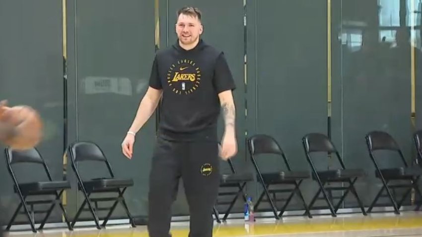 Luka Dončić practices for first time with the Lakers Feb. 5, 2025.