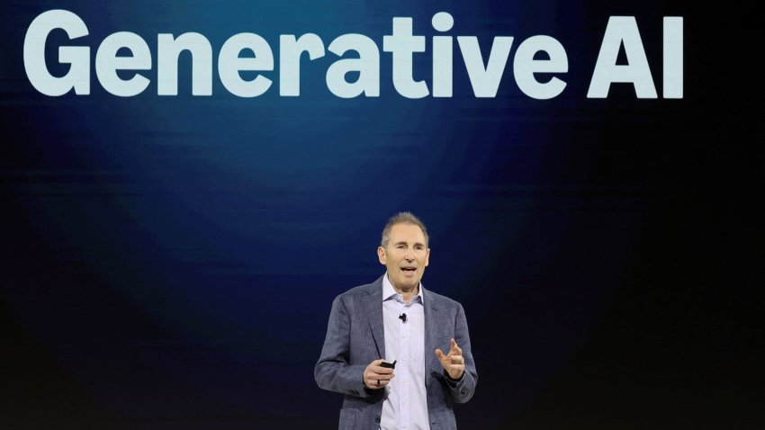 Amazon CEO Andy Jassy speaks during an Amazon Devices launch event in New York City, U.S., February 26, 2025. 