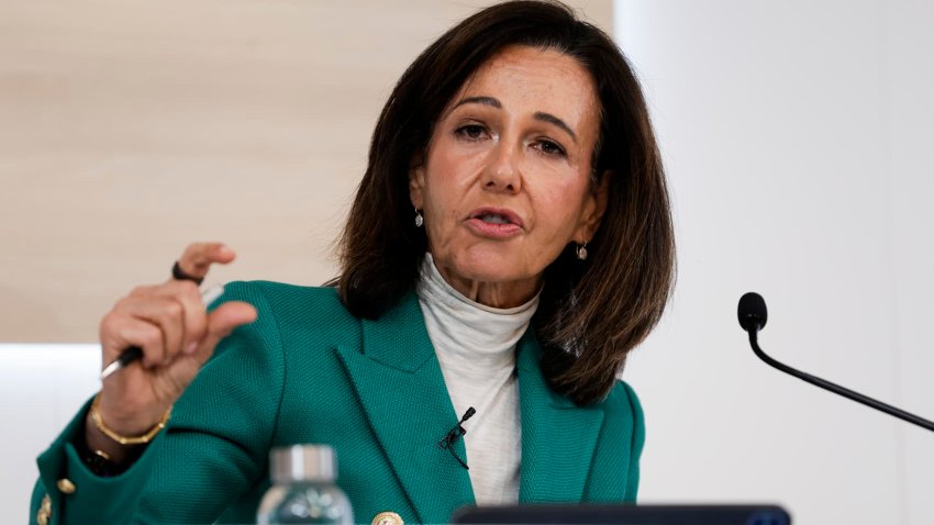 BOADILLA DEL MONTE, SPAIN – FEBRUARY 05: Banco Santander Chairman, Ana Patricia Botín speaks during a news conference to announce the 2024 results at the bank’s headquarters on February 05, 2025 in Boadilla del Monte, Spain. Banco Santander reported an attributable profit of 12.574 million euros in 2024. (Photo by Pablo Blazquez Dominguez/Getty Images)