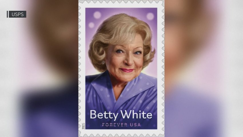 A stamp with portrait of Betty White.