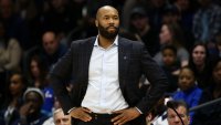 VILLANOVA, PENNSYLVANIA – MARCH 1: Head coach Kyle Neptune of the Villanova Wildcats stands on the court during the first half against the Butler Bulldogs at Finneran Pavilion on March 1, 2025 in Villanova, Pennsylvania.  (Photo by Isaiah Vazquez/Getty Images)