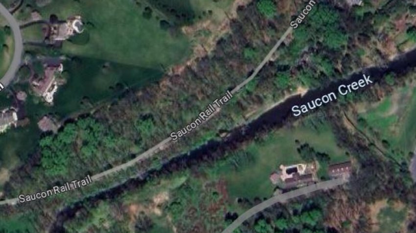 Google Earth view of Saucon Rail Trail in Lower Saucon Township, Pennsylvania.