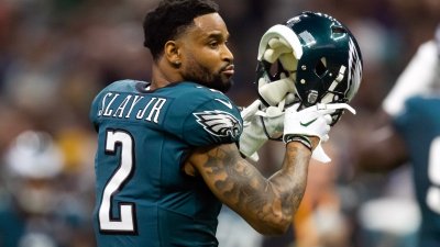 Feb 9, 2025; New Orleans, LA, USA; Philadelphia Eagles cornerback Darius Slay Jr. (2) against the Kansas City Chiefs during Super Bowl LIX at Ceasars Superdome. Mandatory Credit: Mark J. Rebilas-Imagn Images