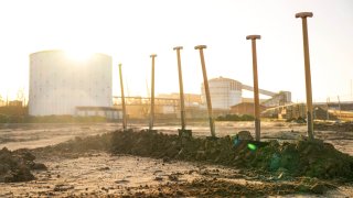 The construction site of a plant for the production of hydrogen in Germany.