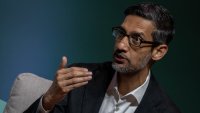 Sundar Pichai, CEO of Google and Alphabet Inc., speaks at the inaugural 2024 Business, Government, and Society Forum at the Stanford Graduate School of Business in Stanford, California, on April 3, 2024.