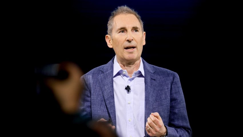 Andy Jassy, chief executive officer of Amazon.com Inc., speaks during an unveiling event in New York, US, on Wednesday, Feb. 26, 2025. Jassy said Amazon is in the process of building over 100 generative artificial intelligence (AI) features. 