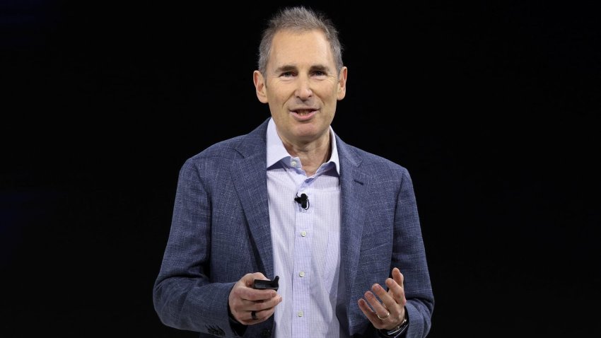 Amazon CEO Andy Jassy speaks during an Amazon Devices launch event in New York City, U.S., February 26, 2025. 