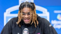 Shavon Revel of East Carolina speaks to the media during the 2025 NFL Scouting Combine at Lucas Oil Stadium on February 27, 2025 in Indianapolis, Indiana.