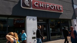 A Chipotle store stands in the Bronx on April 23, 2025 in New York City.