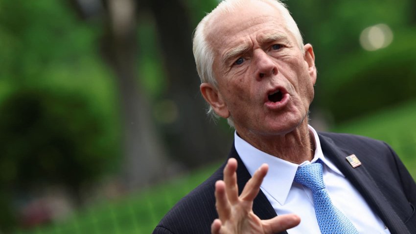 Peter Navarro, Senior Counselor for Trade and Manufacturing for U.S. President Donald Trump, speaks to the media outside the White House in Washington, D.C., U.S., April 30, 2025.
