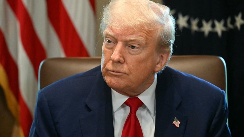 US President Donald Trump speaks during a cabinet meeting in the Cabinet Room of the White House in Washington, DC, on April 30, 2025.