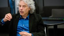 Steven Pinker, author and Harvard professor, speaks during an interview in New York, U.S., on Friday, May 22, 2015. Pinker's latest book, "The Sense of Style: The Thinking Person's Guide to Writing in the 21st Century," was released in 2014. Photographer: Victor J. Blue/Bloomberg via Getty Images