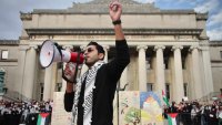 Mohsen Mahdawi speaks at a protest at Columbia University on Nov. 9, 2023.