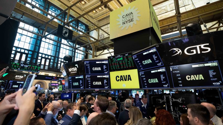 The New York Stock Exchange welcomes executives and guests of CAVA Group, Inc. (NYSE: CAVA), on June 15, 2023, in celebration of its initial public offering. To honor the occasion, Brett Schulman, Chief Executive Officer + Co-Founder, joined by Lynn Martin, NYSE President, rings The Opening Bell®.